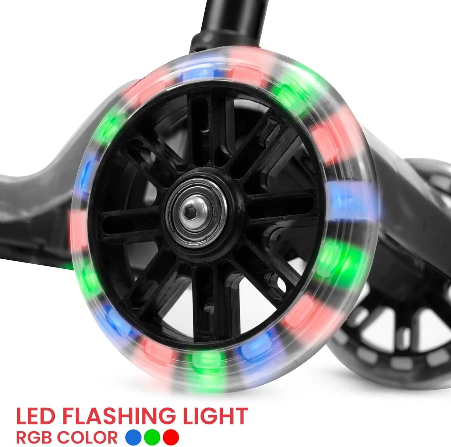 Kids 3-Wheel Scooter with LED Light-Up Wheels, Adjustable Handlebar & Anti-Slip Deck – Stable Toddler Scooter (Black & Yellow)