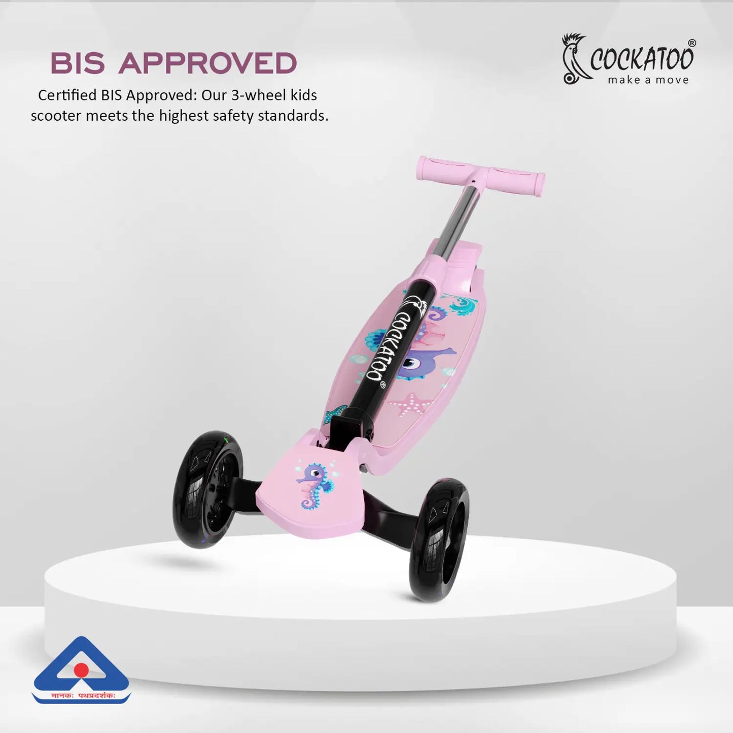 Kids 3-Wheel Scooter with LED Light-Up Wheels, Adjustable Handlebar & Anti-Slip Deck – Safe Toddler Scooter (Pink)