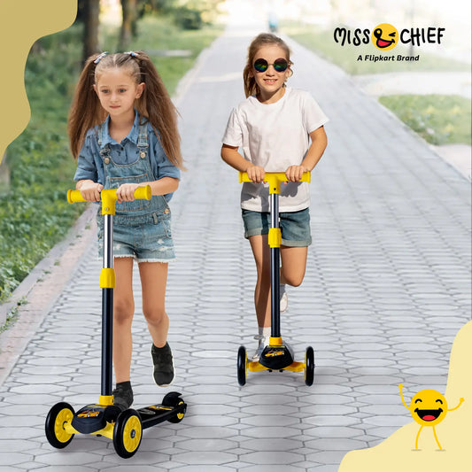 Kids 3-Wheel Scooter with Adjustable Handlebar & Anti-Slip Deck – Stable Toddler Scooter for Safe Riding (Yellow & Black)