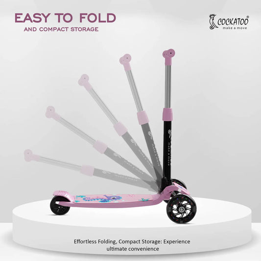 Kids 3-Wheel Scooter with LED Light-Up Wheels, Adjustable Handlebar & Anti-Slip Deck – Safe Toddler Scooter (Pink)