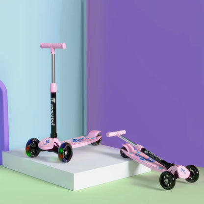 Kids 3-Wheel Scooter with LED Light-Up Wheels, Adjustable Handlebar & Anti-Slip Deck – Safe Toddler Scooter (Pink)