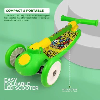 Kids 3-Wheel Scooter with Adjustable Handlebar & Anti-Slip Deck – Stable Toddler Scooter for Safe Riding (Green)