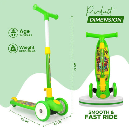 Kids 3-Wheel Scooter with Adjustable Handlebar & Anti-Slip Deck – Stable Toddler Scooter for Safe Riding (Green)