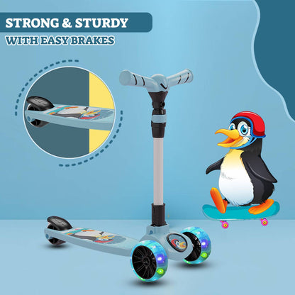 Kids 3-Wheel Scooter with LED Light-Up Wheels, Adjustable Handlebar, Anti-Slip Deck – Safe & Fun Ride for Toddlers and Children