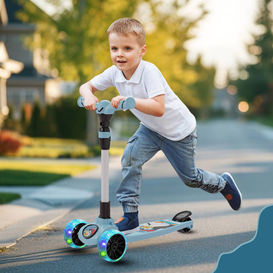 Kids 3-Wheel Scooter with LED Light-Up Wheels, Adjustable Handlebar, Anti-Slip Deck – Safe & Fun Ride for Toddlers and Children