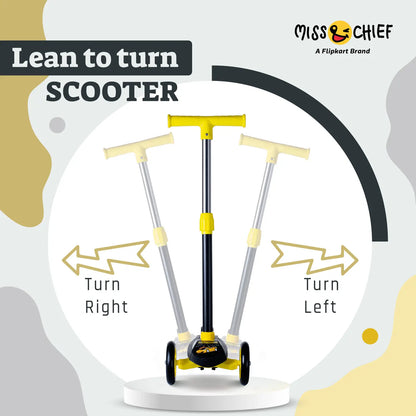 Kids 3-Wheel Scooter with Adjustable Handlebar & Anti-Slip Deck – Stable Toddler Scooter for Safe Riding (Yellow & Black)